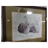 Snowed Refuge Rabbit Picture Signed By Artist