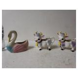 Vintage Cow And Swan Planters