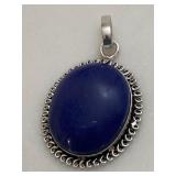 Silver Tone Blue Lapis Lazuli Pendant