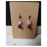 Ladies Two Bead Dangle Earrings