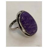 Silver Tone RARE Purple Turquoise Gemstone Ring