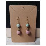 Ladies Two Bead Dangle Earrings