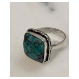 Sterling Turquoise Gemstone Southwestern Ring