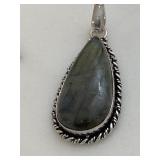 Silver Tone Labradorite Gemstone Pendant