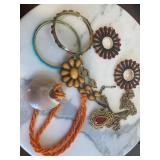 Large Vintage Jewelry Lot Oranges & Turquoise