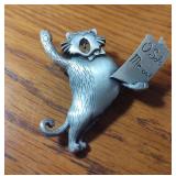 Singing Cat Pin marked JJ (Jonette) "O Solo Meow"