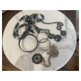 Large Vintage Jewelry Lot Onyx Rhinestones etc