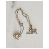 Antique Gold Marked 14K Pearl Heart Pendant