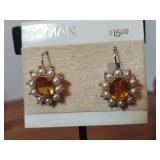 Topaz and Peal Earrings by Roman (Costume)