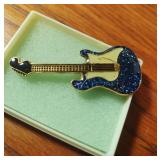 Enameled Blue Electric Guitar Pin (2 1/8")