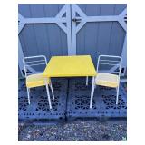 Vintage Kids Yellow and White Folding Chairs With