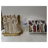 Angel Figure Candlestick And Nativity Scene