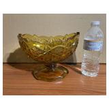 John E. Kemple Honey Amber Green Pedestal Candy