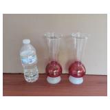 Two Vintage Mid Century Mottled Cranberry and