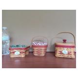 1995 Longaberger Small Basket with Burgundy