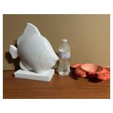 Ceramic Fish With Base & Ceramic Crab Dip Tray