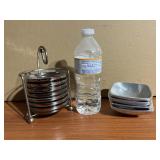Vintage Silver Plated Crystal Roman Coasters and