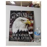 Metal We Stand For Eagle & Flag Sign - 12.5"×16"