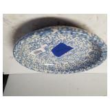 Roseville Blue Splatterware Pie Plate Pottery