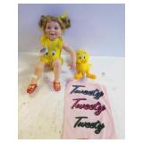 Ashton Drake Porcelain Doll,  Tweety Bird, Cloth
