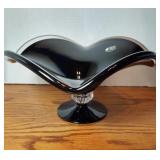 Black Glass Fruit Bowl made in Italy by Clear