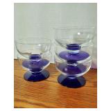 Clear Glass to Coalt Blue Sherbert Cups