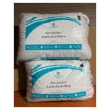 2 Comfort Bay Seersucker Jumbo Bed Pillows New