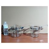 2 Vintage Glass Pyrex Flameware Two Quart