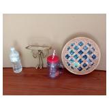 Blueberry Pie Tin, Small Gold Bow Shelf and