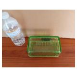 Vintage Uranium Green Glass Butter Dish