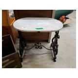 Vintage Wrought Iron And Marble Side Table