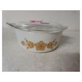 Vintage Pyrex Butterfly Gold Design Covered Dish