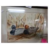 Watercolor Duck Picture Signed And Dated By