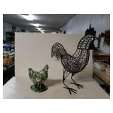 Chicken Statue And Wire Rooster