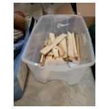 Storage Tote With Contents To Include Wood