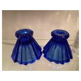 Cobalt Blue Wigwam Pattern Candleholders by Smith