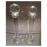 MIKASA 7" Pillar Crystal Candlestick Holders &