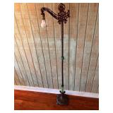 Antique Ornate Metal & Jadeite Floor Lamp (please