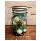 Vintage Blue Pint Mason Jar Full of Vintage