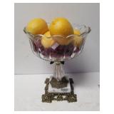 Marble Base Brass Like Pedestal Fruit Bowl