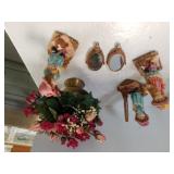 Small Floral Arrangement,  Little Girl Figurines