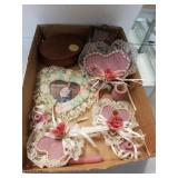 Pink Floral Lace Heart Pillow Shabby, Candle