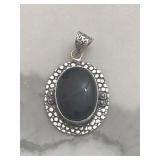 Amethyst Gemstone Silver Tone Ornate Vintage