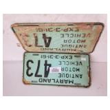 Maryland Antique License Plates