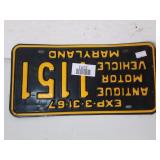 Maryland Antique License Plates