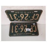 Vintage Maryland License Plates