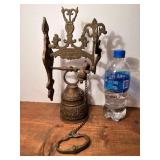 Complete Vintage Brass Wall Mount Monastery Bell