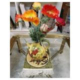 Golden Grape Ceramic Pitcher And Flower