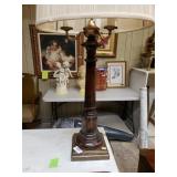 Vintage Carved Walnut Table Lamp