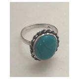 Southwestern Turquoise Gemstone Ring Marked .925
